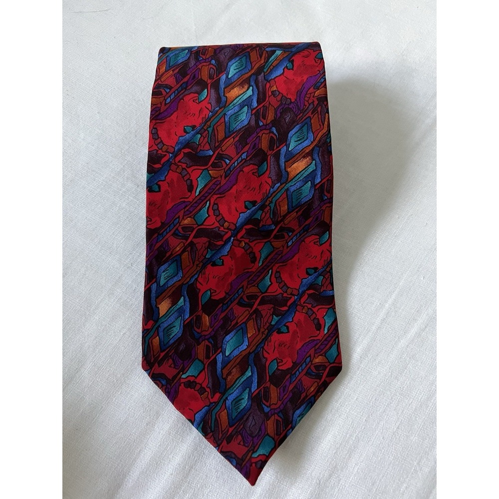 ✨ J Garcia Men's Tie - Multicolor Design - 100% Silk‎